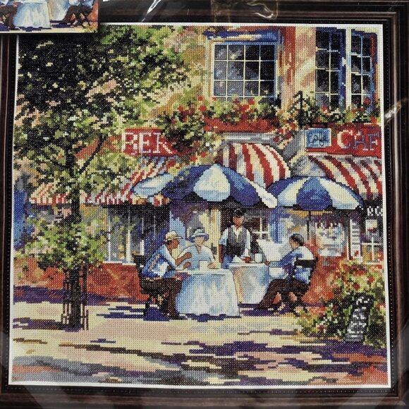 Design Works Counted Cross Stitch Kit Street Corner Cafe in the Sun by #2766 New - Picture 2 of 5
